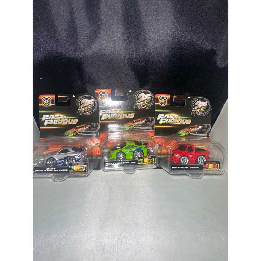 Fast & Furious Small Blocks 25 Years Die-Cast 3 Car Set Skyline Eclipse F-150